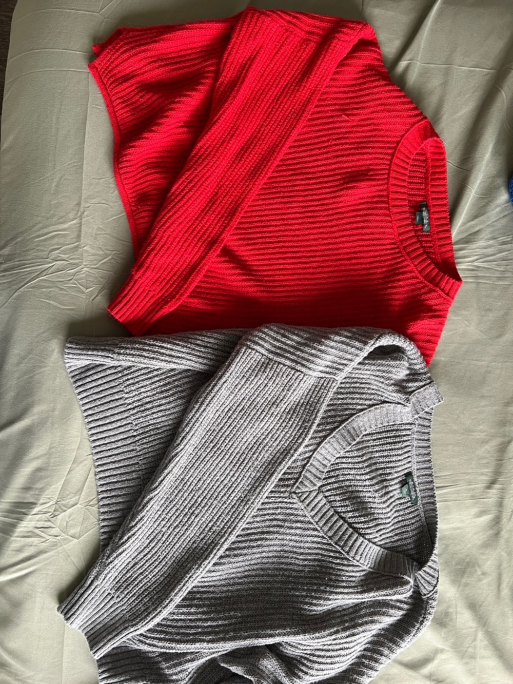 Women’s Red and grey Ribbed Crewneck Sweater Combo - SOLD TOGETHER